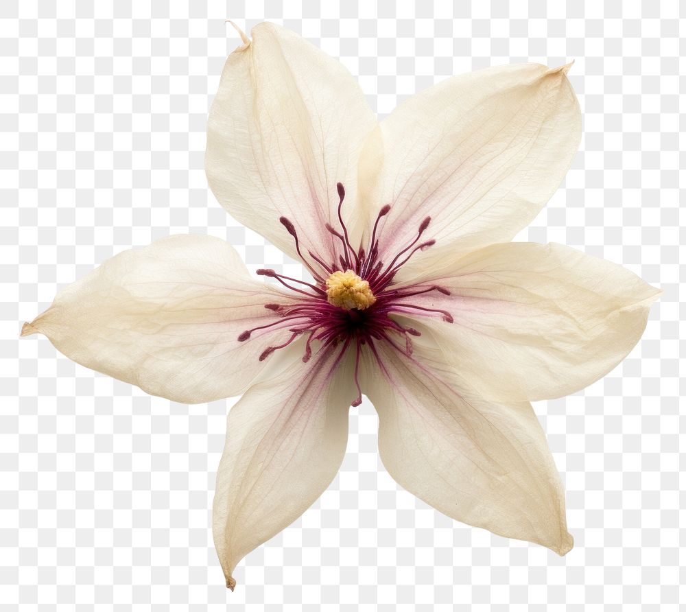 PNG  Dried clematis flower blossom petal plant.