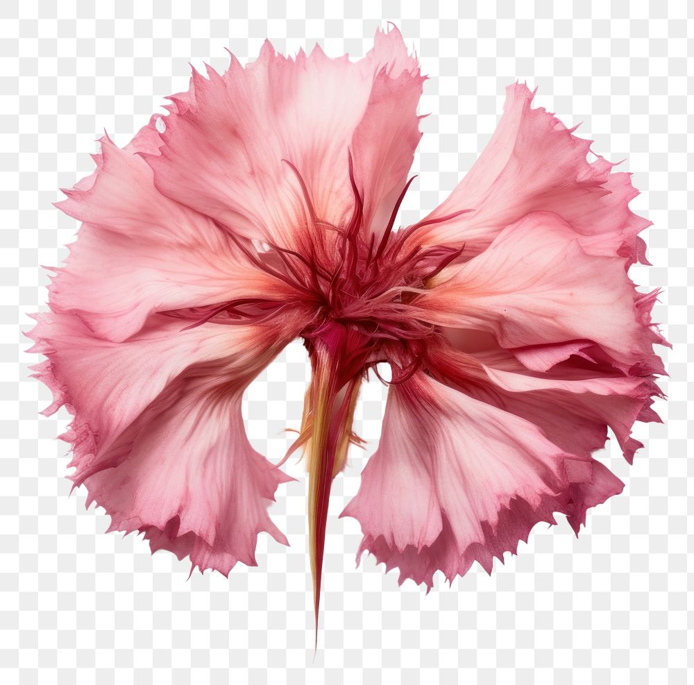 PNG  Pressed dried Dianthus flower petal plant red.