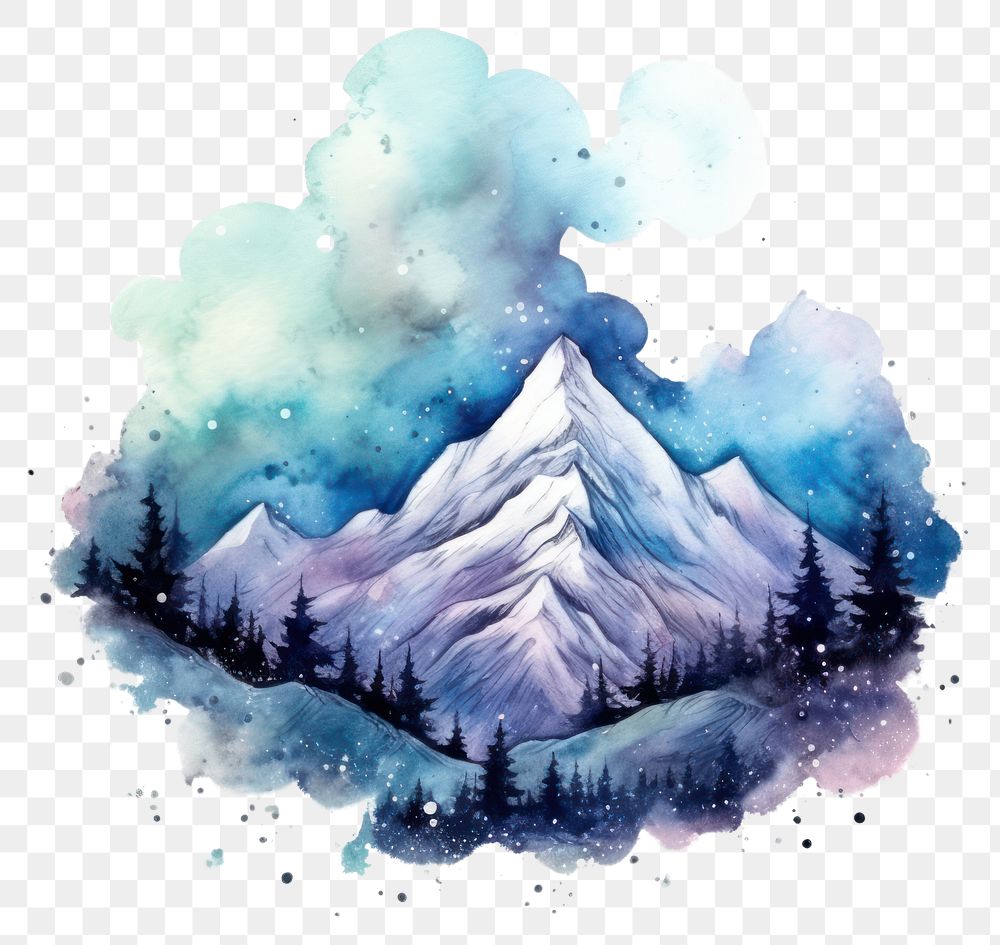 PNG  Mountain in Watercolor style outdoors painting nature.