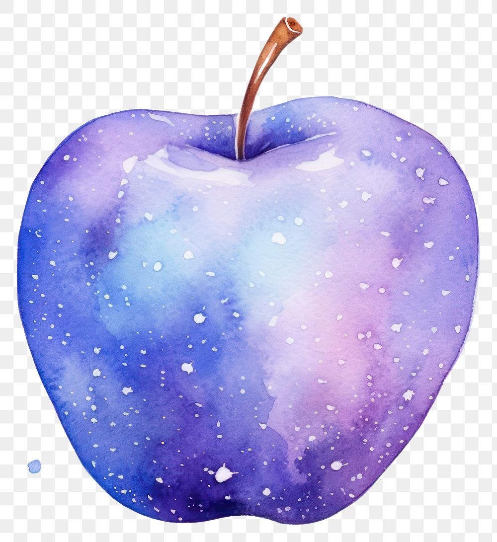 PNG  Apple in Watercolor style galaxy fruit plant.