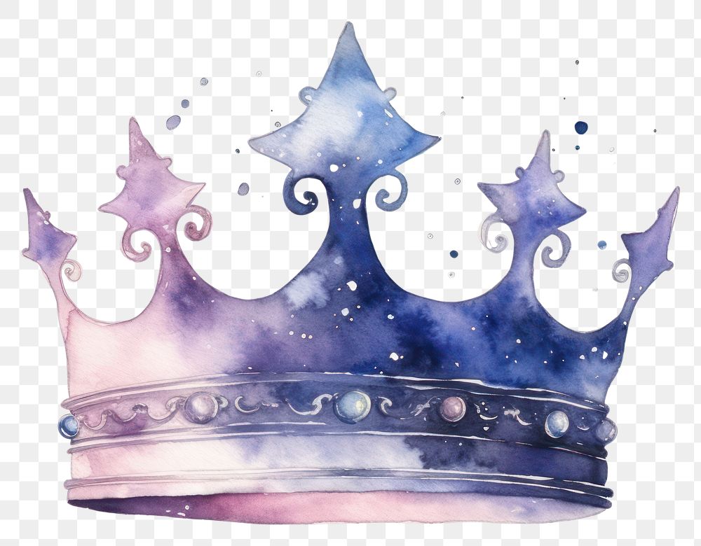 PNG  Crown in Watercolor style white background accessories creativity.