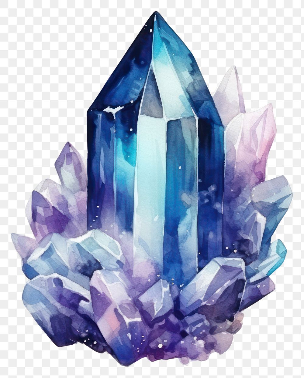 PNG  Crystal in Watercolor style gemstone mineral jewelry.
