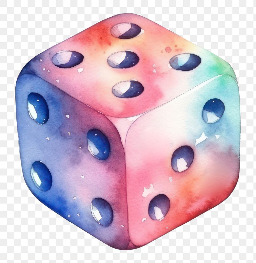 PNG  Dice in Watercolor style game white background creativity.