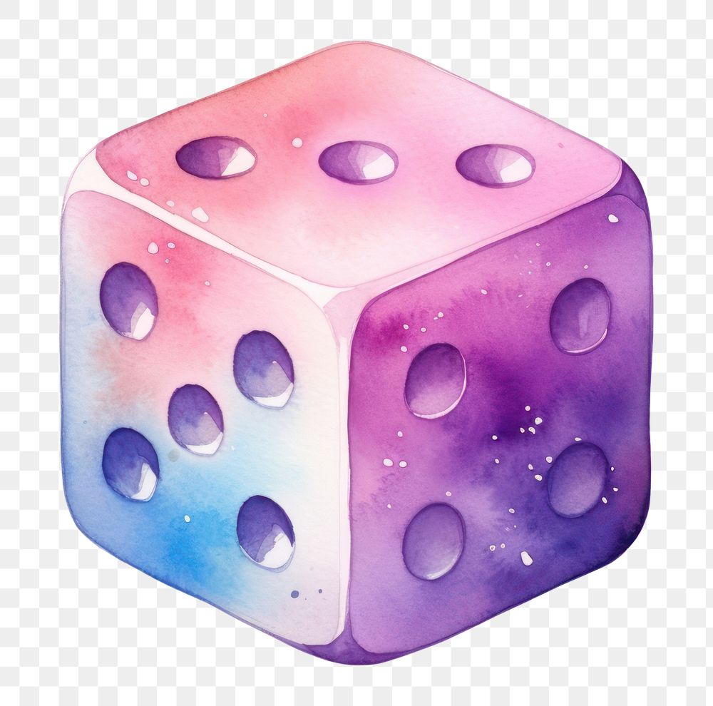 PNG  Dice in Watercolor style game white background cartoon.