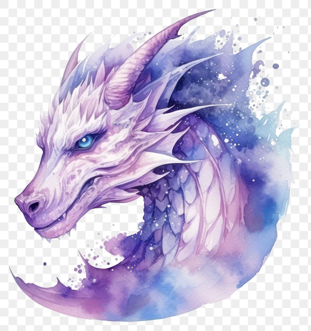 PNG  Dragon in Watercolor style animal creativity painted.