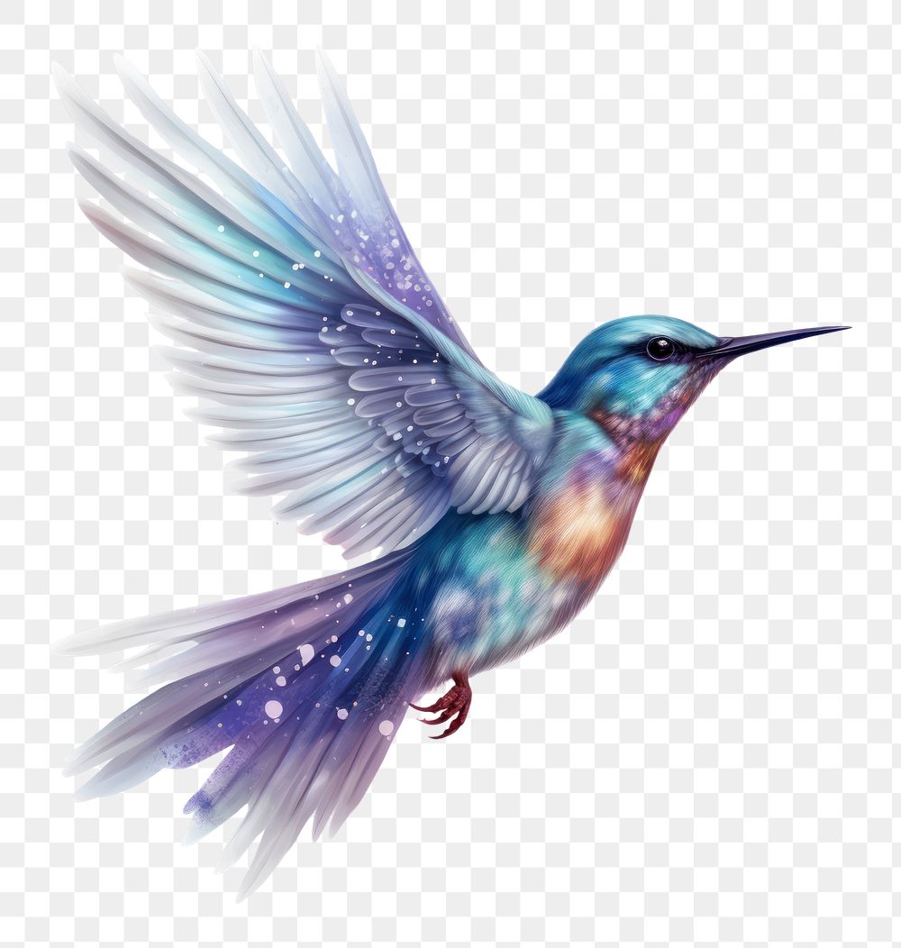 PNG  Flying bird in Watercolor style hummingbird animal white background.