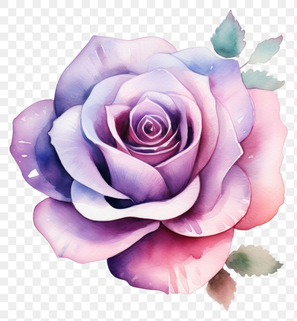 PNG  Gradient rose in Watercolor style flower plant white background.