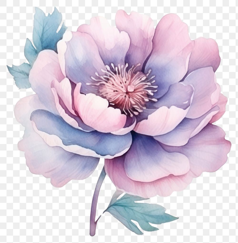 PNG  Peony in Watercolor style blossom flower plant.