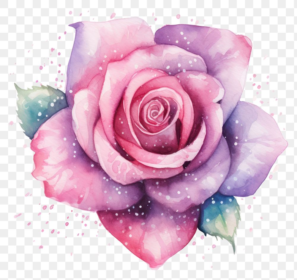 PNG  Rose in Watercolor style flower petal plant.