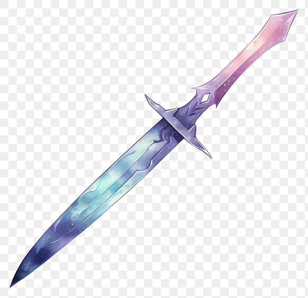 PNG  Sword in Watercolor style weapon dagger white background.
