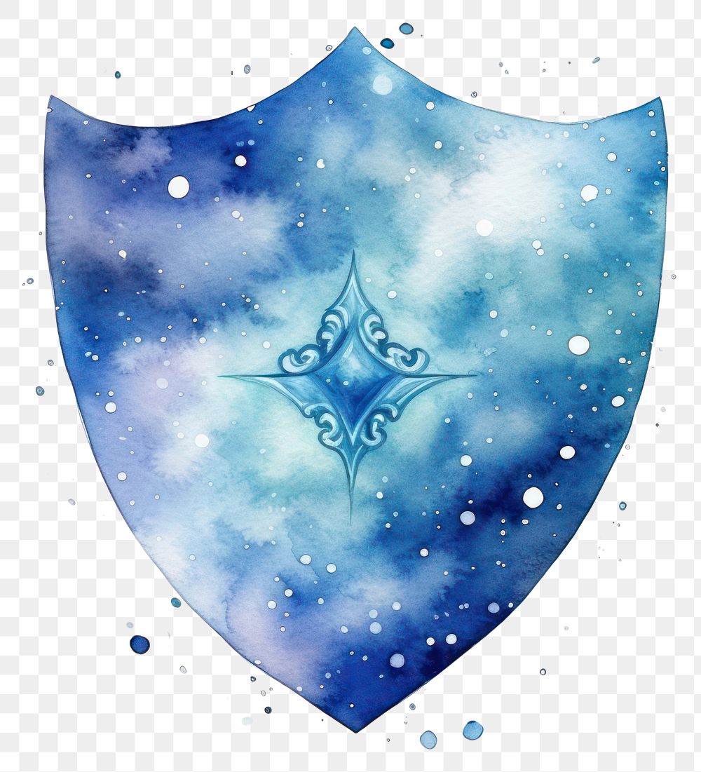 PNG  Shield in Watercolor style galaxy star protection.
