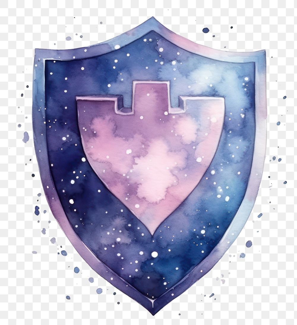 PNG  Shield in Watercolor style galaxy protection security.