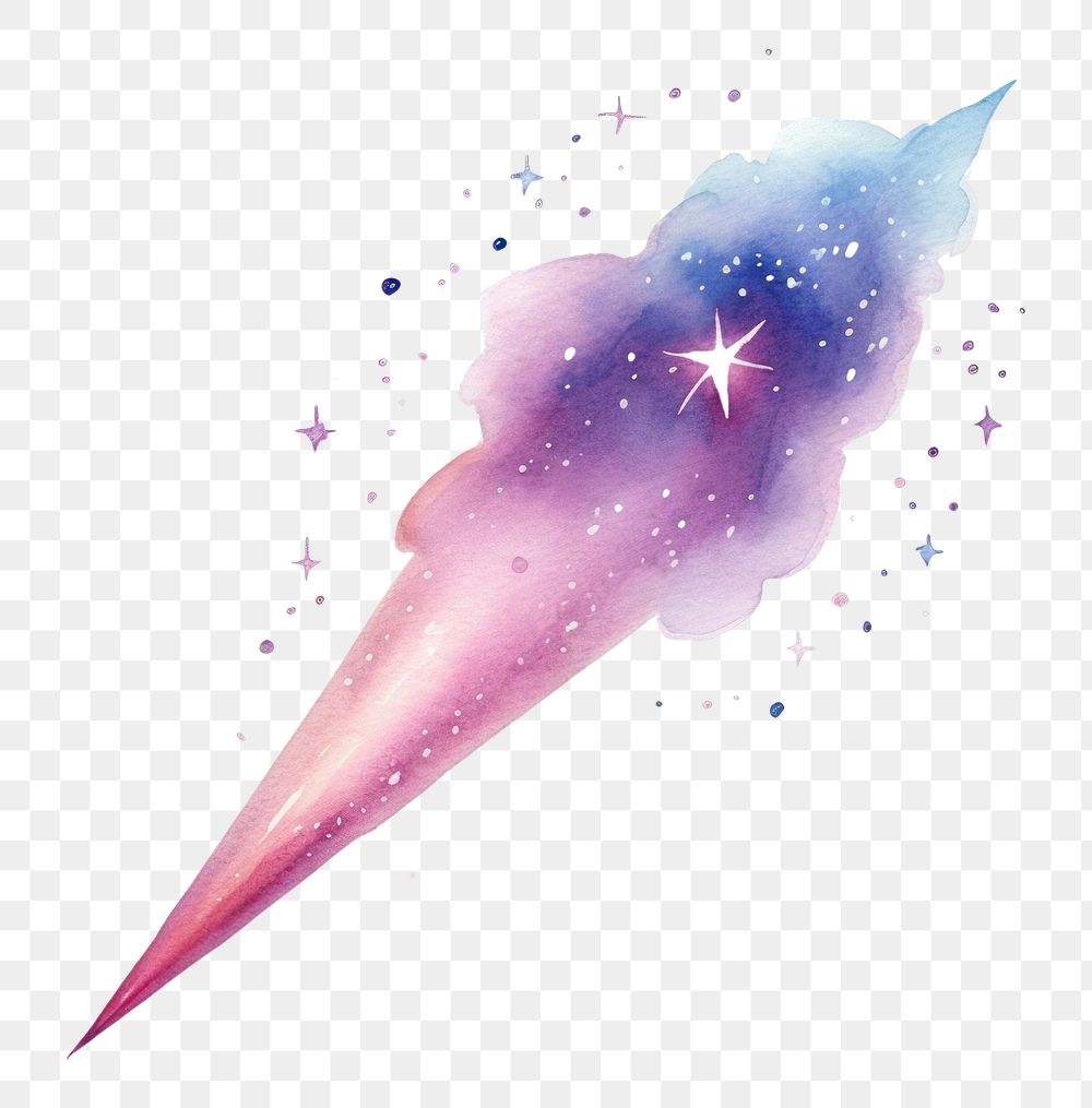 PNG  Shooting star in Watercolor style galaxy white background invertebrate.