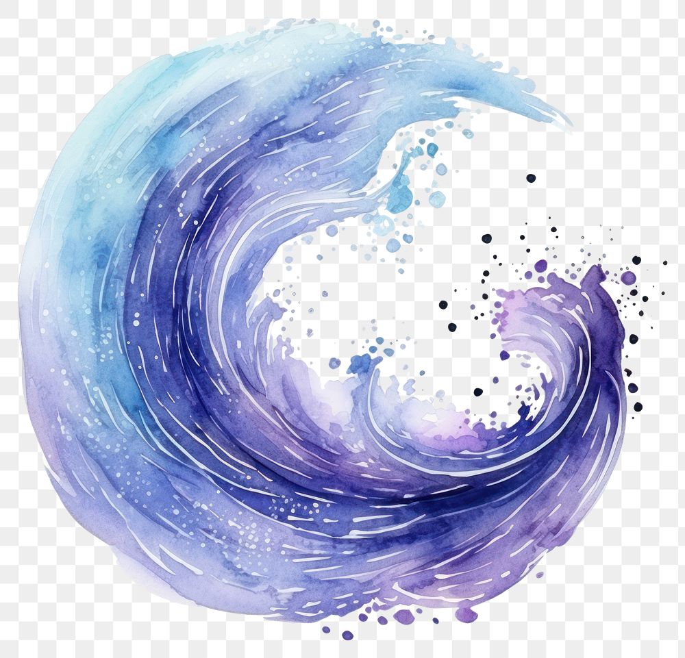 PNG  Wave in Watercolor style paint water white background.