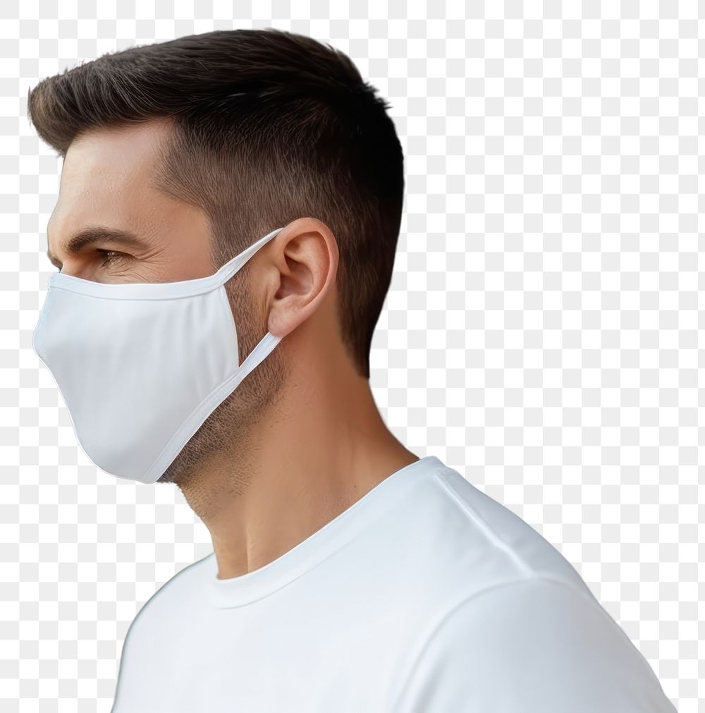PNG White face mask mockup adult man headgear.