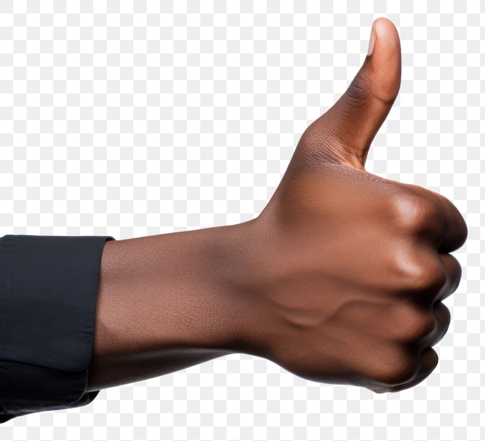 PNG Black hand in shirt showing thumb up finger white background technology.