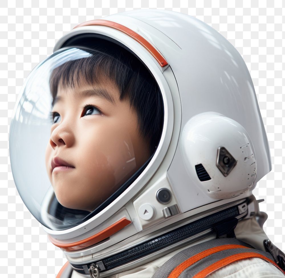 PNG Little asian boy astronaut helmet baby protection.
