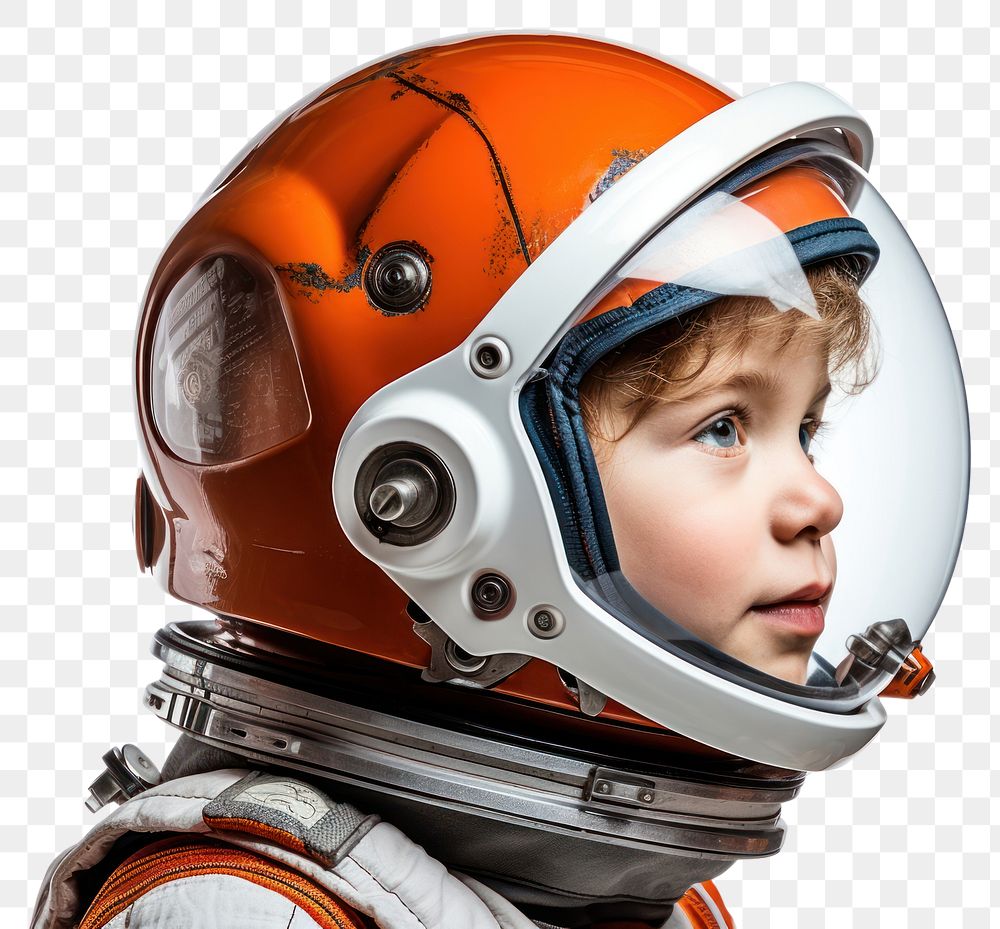 PNG Little boy astronaut helmet white background protection.