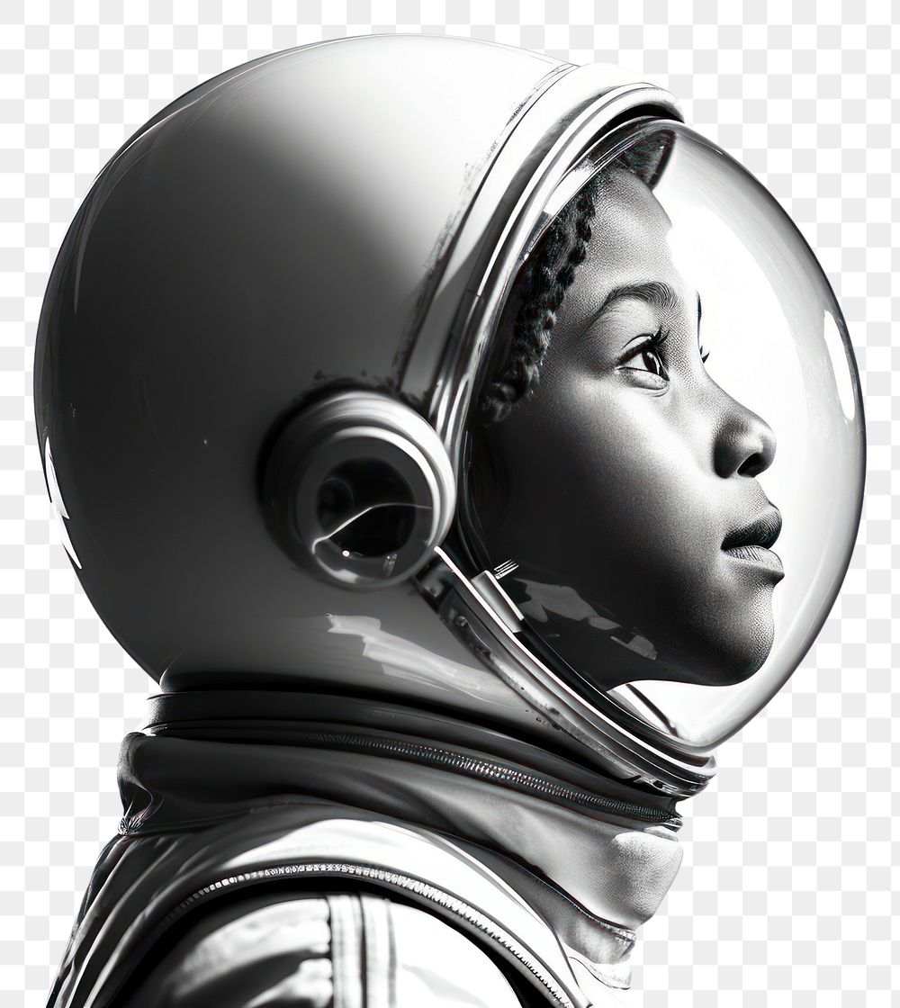 PNG Little black girl astronaut photography portrait helmet.