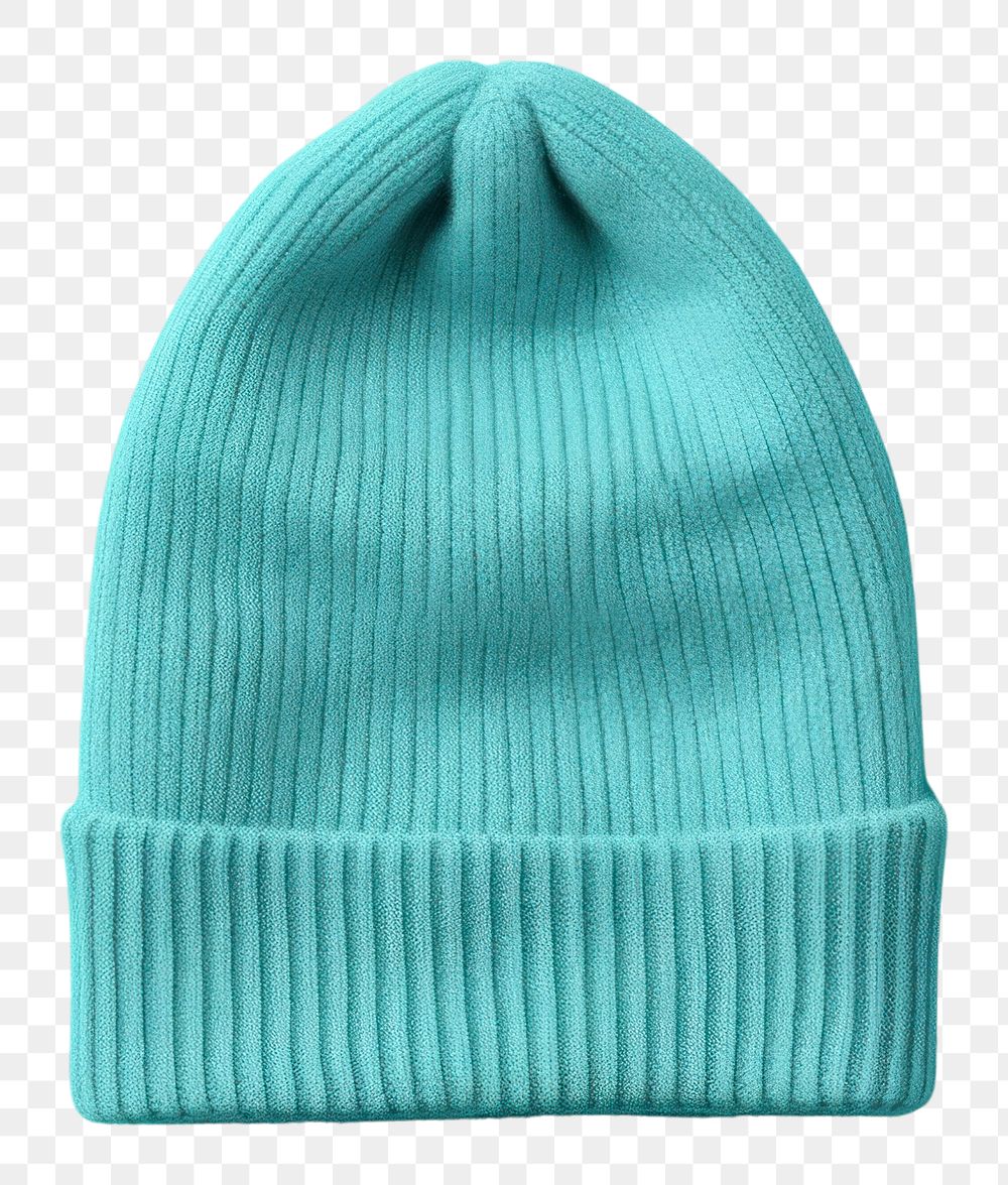 PNG Blank beanie mockup turquoise headgear headwear.