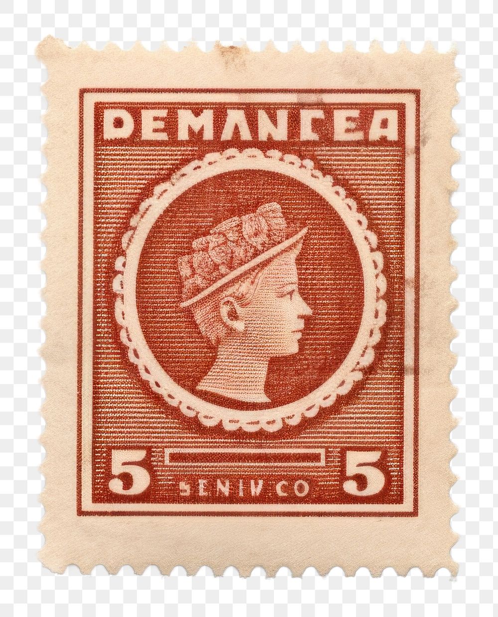 PNG Vintage postage stamp mockup number person brown.