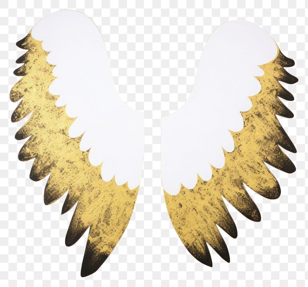 PNG  Wings shape ripped paper gold white background accessories.