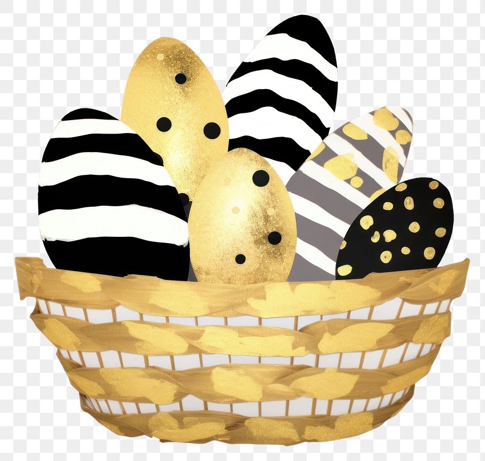 PNG  Easter eggs in basket ripped paper easter white background celebration.