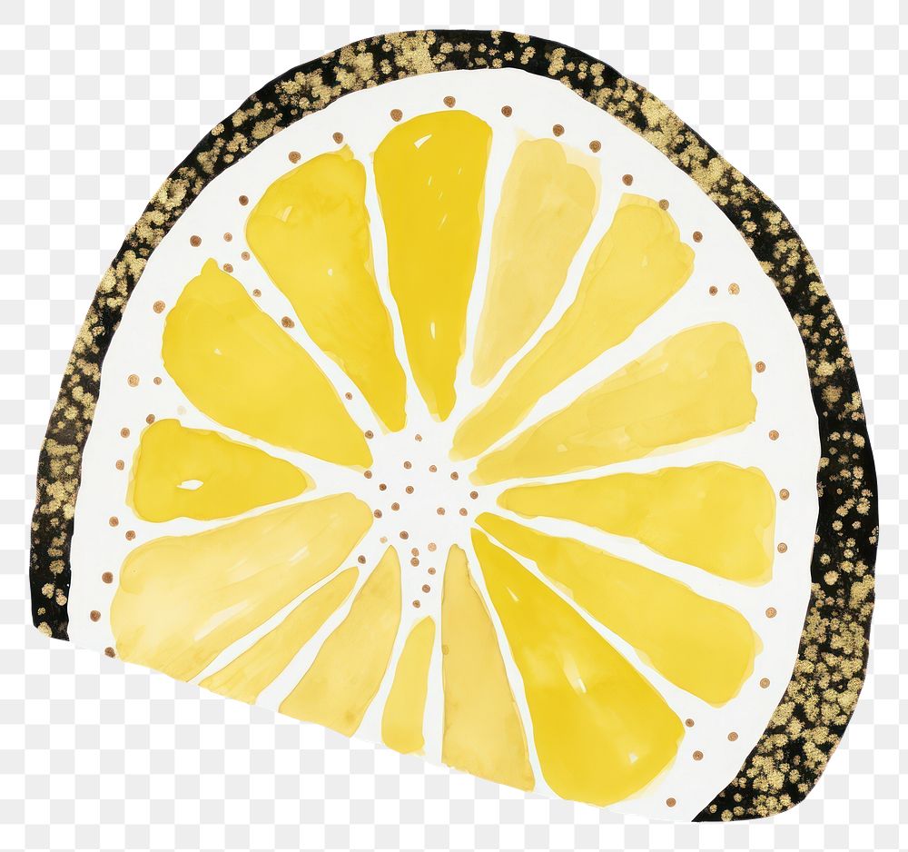 PNG Gold lemon half slice shape ripped paper fruit food 