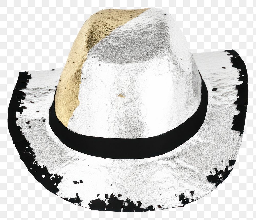 PNG  Hat ripped paper sombrero white background splattered.