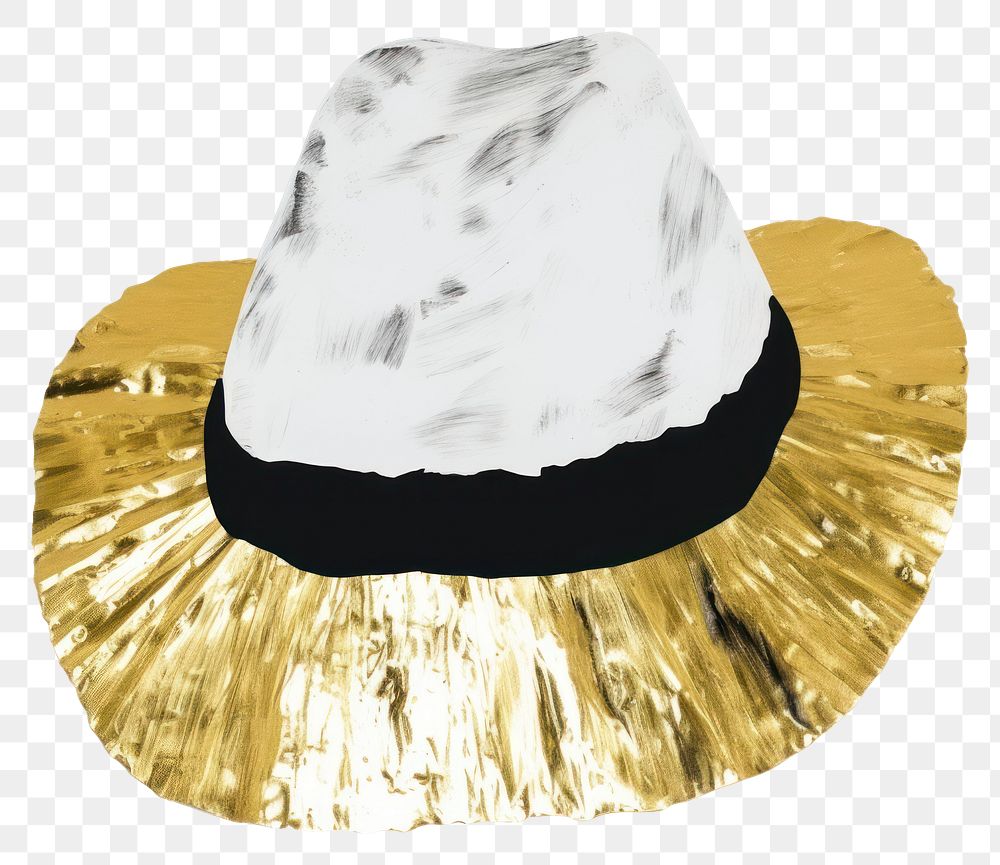 PNG  Hat ripped paper sombrero gold white background.