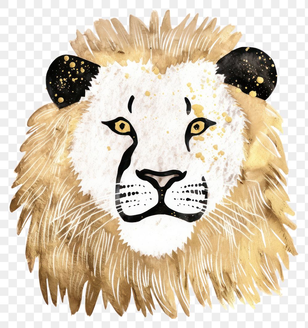 PNG  Lion ripped paper mammal animal white background.