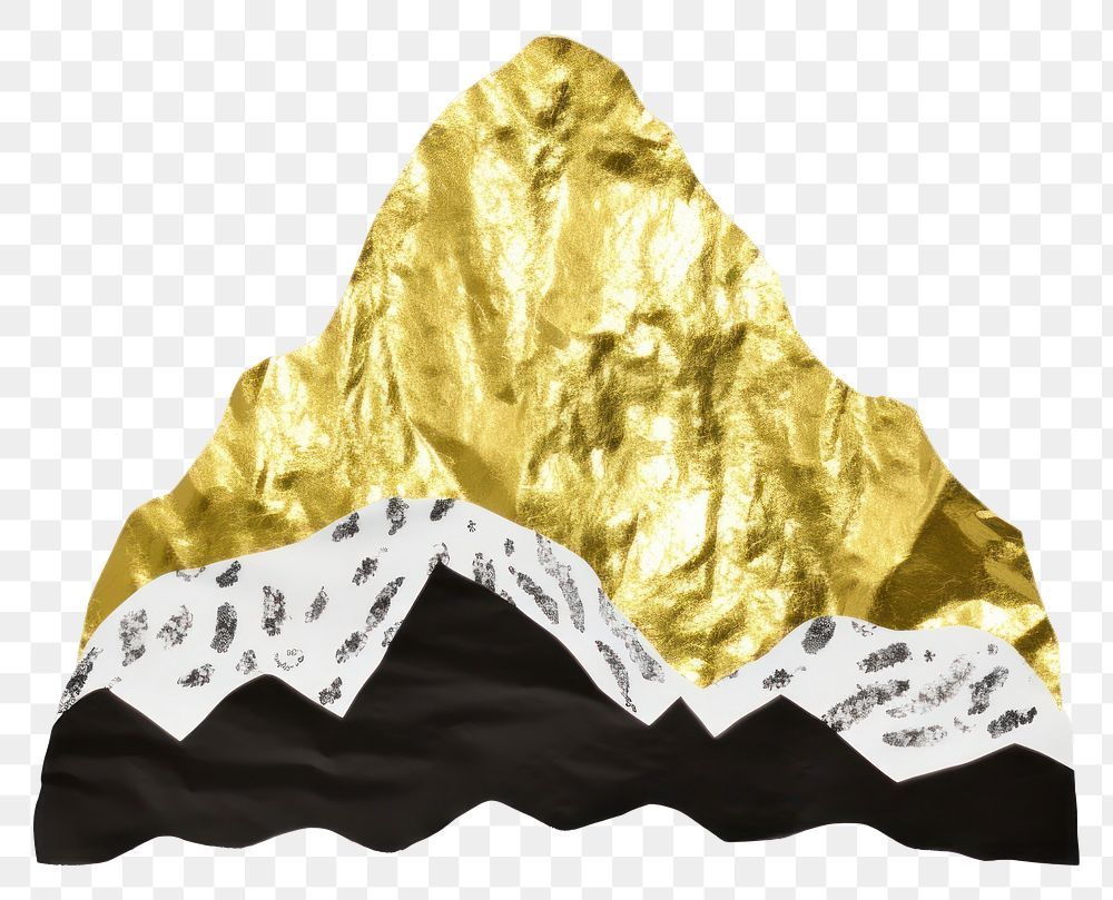 PNG  Mountain ripped paper gold white background aluminium.