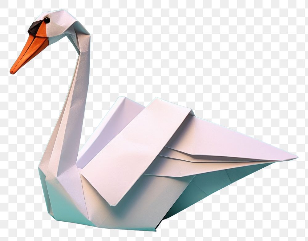 PNG  Swan origami paper animal bird art.