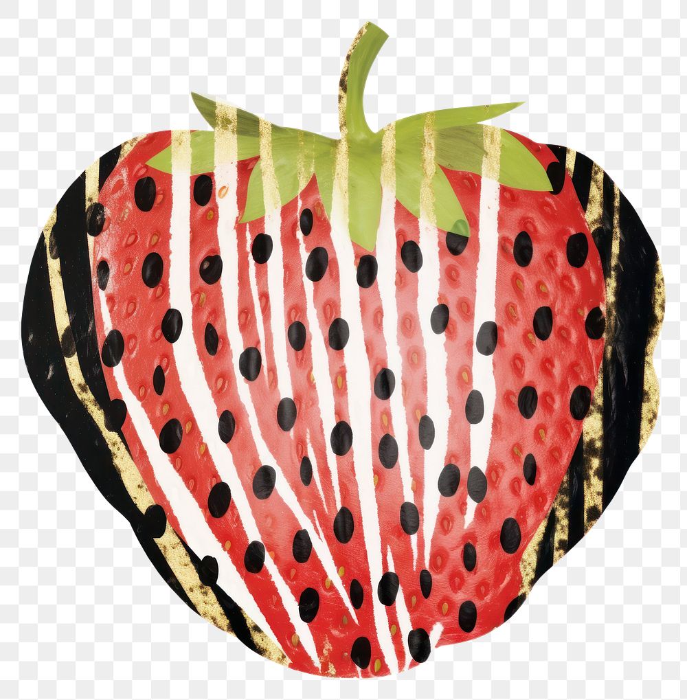 PNG  Strawberry shape ripped paper fruit plant food.