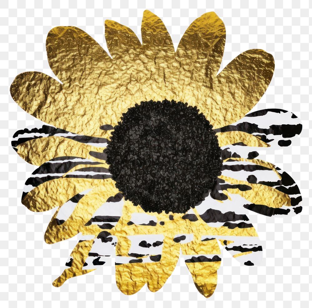 PNG  Sunflower shape ripped paper art white background inflorescence.