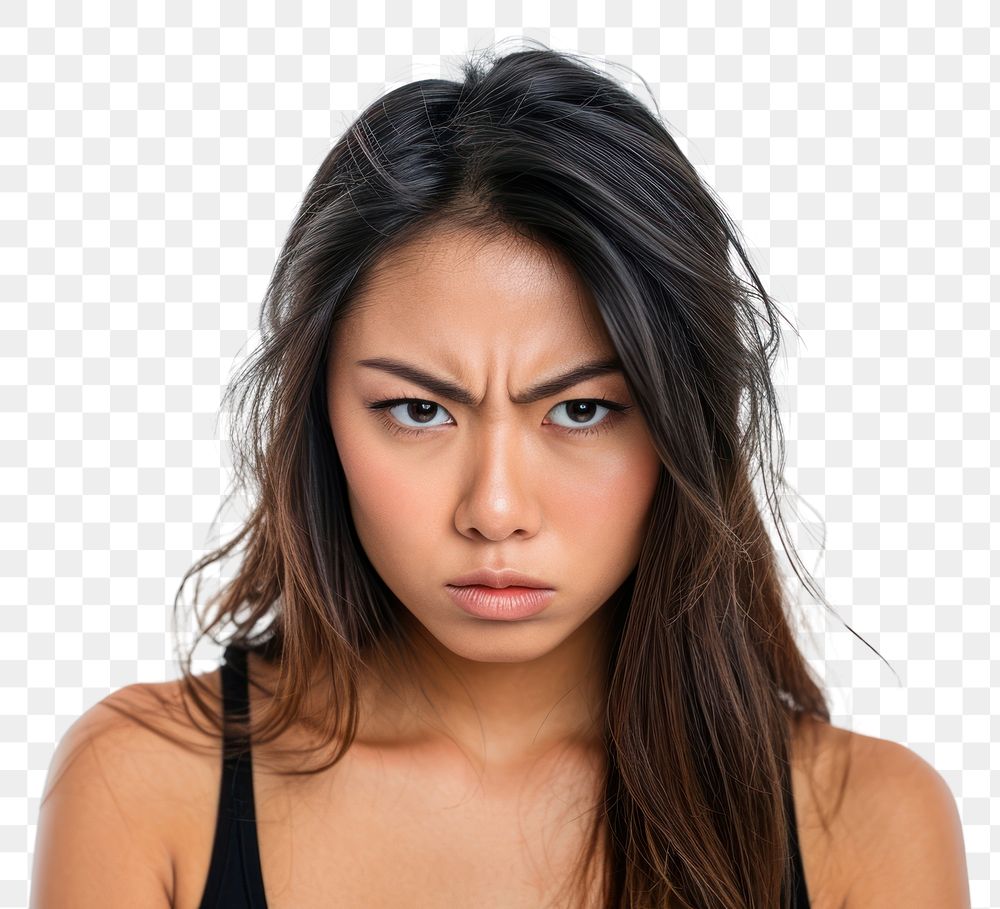 PNG  Asian woman angry face portrait photography adult.