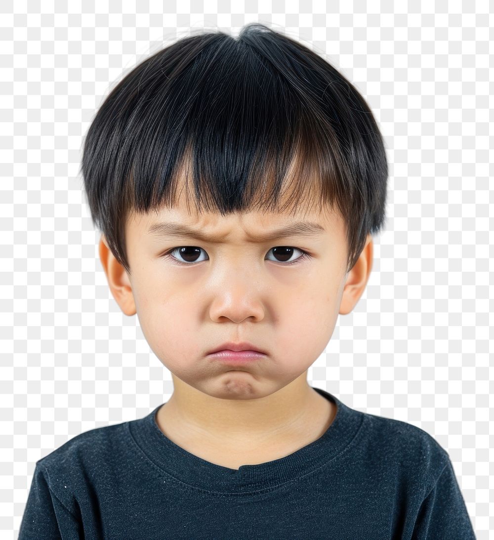 PNG  Asian kid angry face portrait photography child.