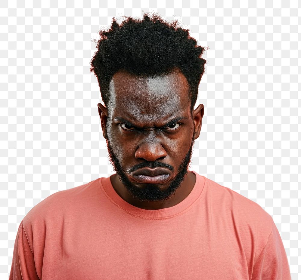 PNG  Black man angry face portrait photography adult.