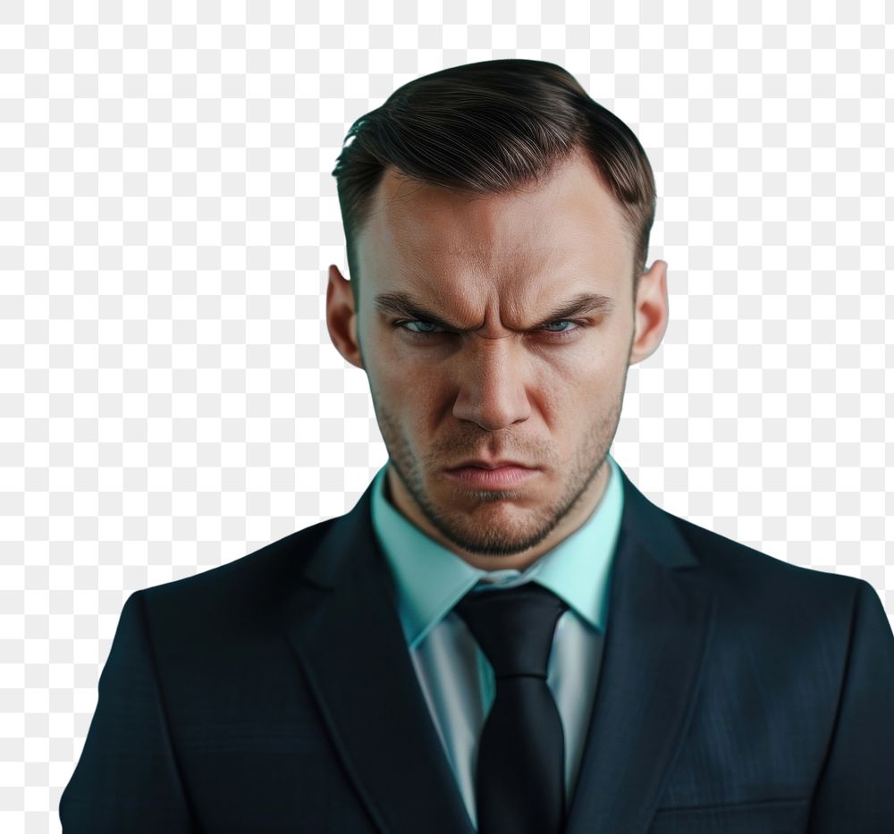PNG  Business man angry face portrait photography worried.