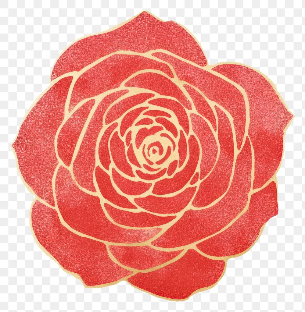 PNG  Red watercolor and golden glitter outline stroke rose flower petal plant.