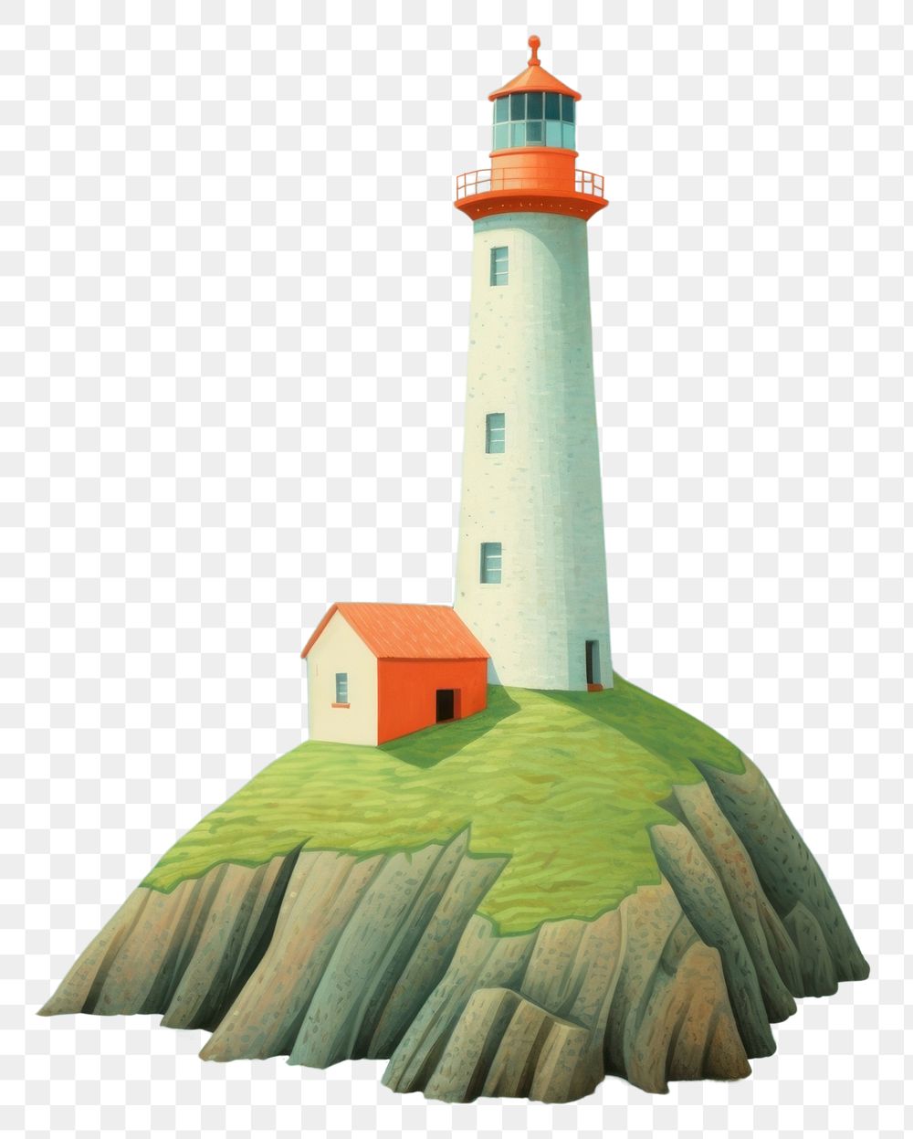 PNG  Light house on a white coastal cliff architecture lighthouse building. AI generated Image by rawpixel.
