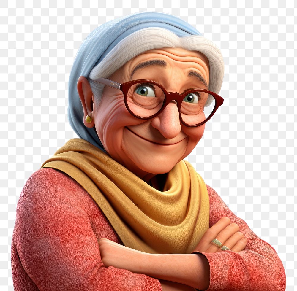 PNG 3d cartoon realistic pakistani elderly woman portrait adult white background.