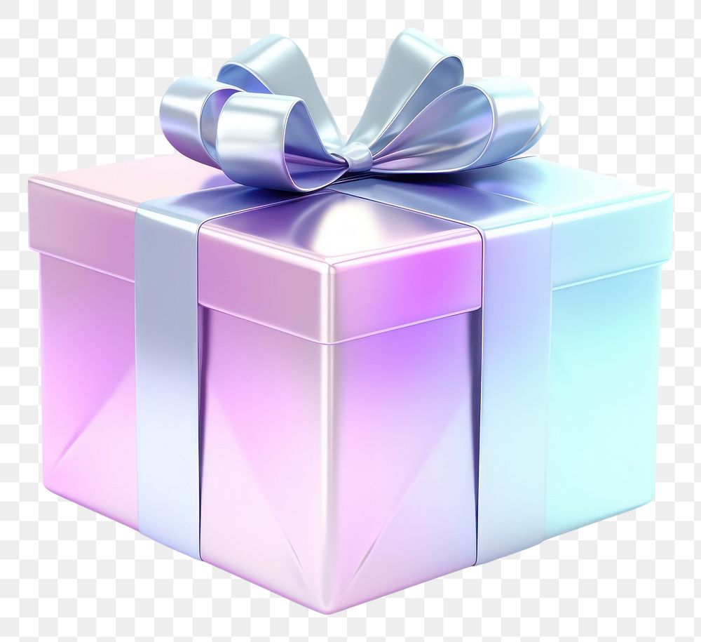 PNG Icon iridescent gift box white background.