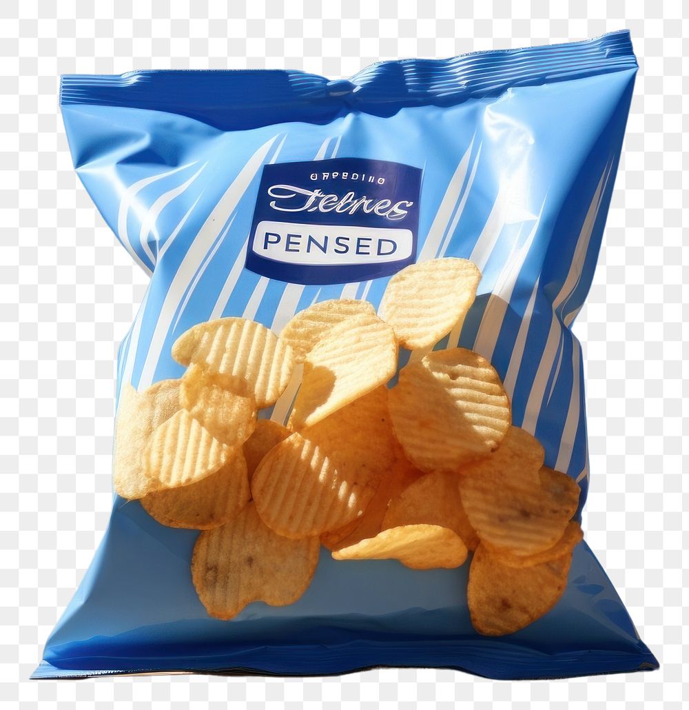 PNG White Chips Bag Packaging open snack food blue.