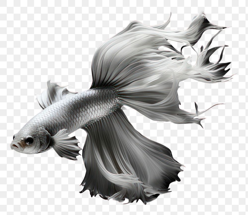 PNG  Black Background fish animal white.