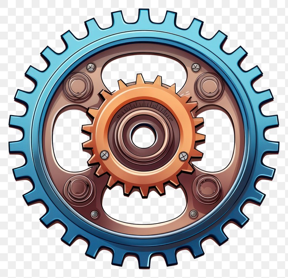 PNG Cartoon illustration of a gear wheel spoke white background.