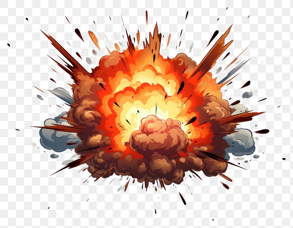 PNG Cartoon illustration of bomb explosion cartoon fire white background.