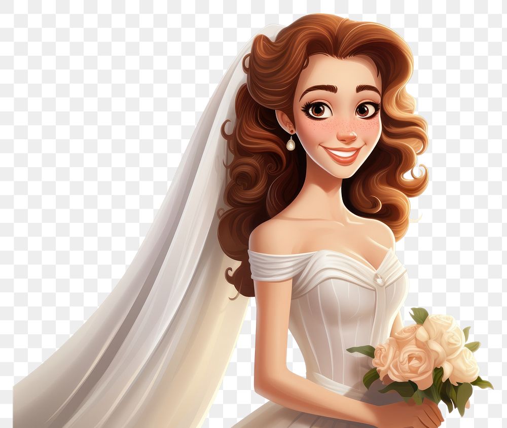 PNG Cartoon illustration of bride fashion wedding cartoon.