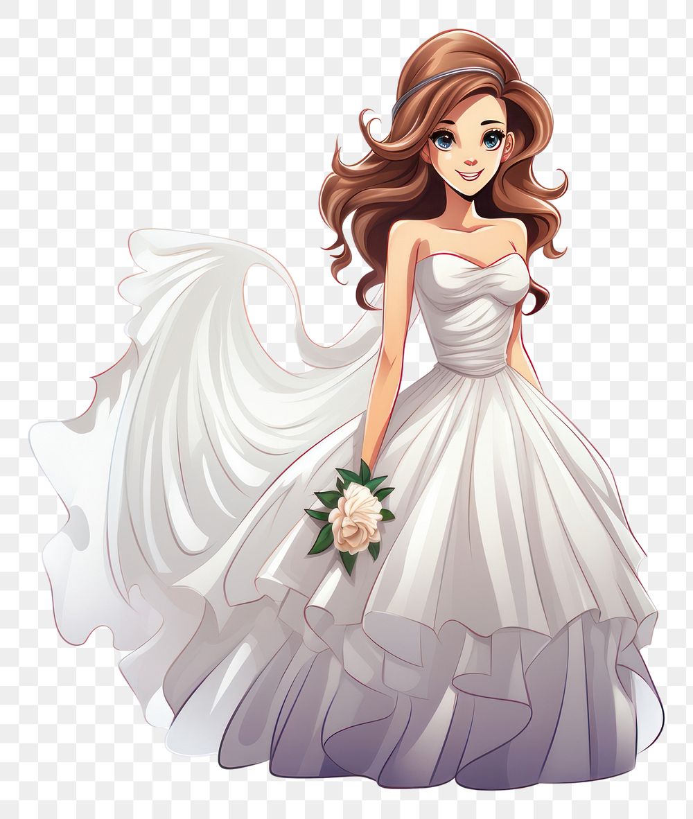 PNG Cartoon illustration of bride fashion wedding cartoon.