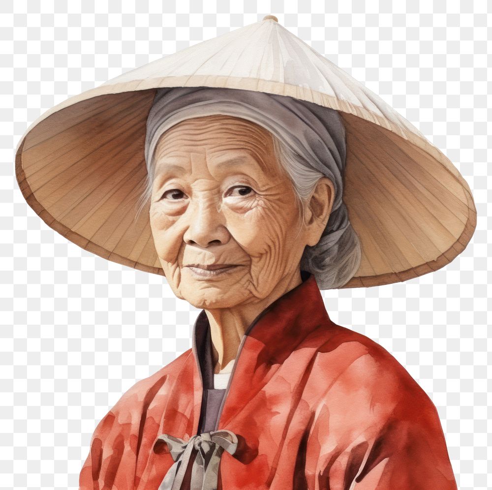 PNG Elderly east asian woman watercolor portrait adult photography.